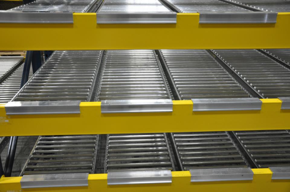 Carton flow shelving and case picking lanes